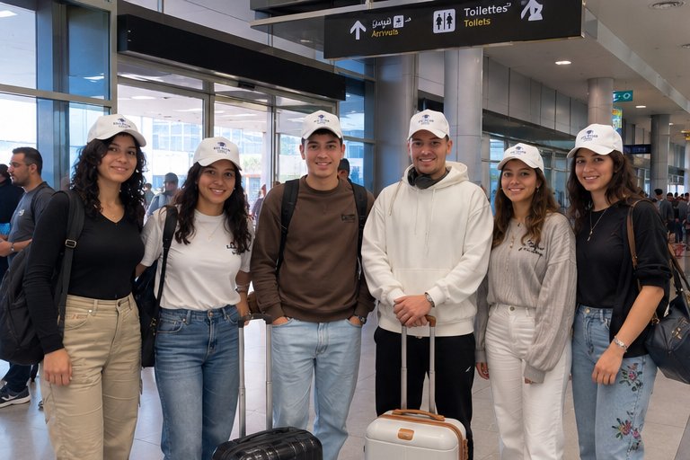 EDUGLOB students group photo at airport arrivals