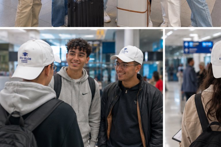EDUGLOB students chatting at terminal